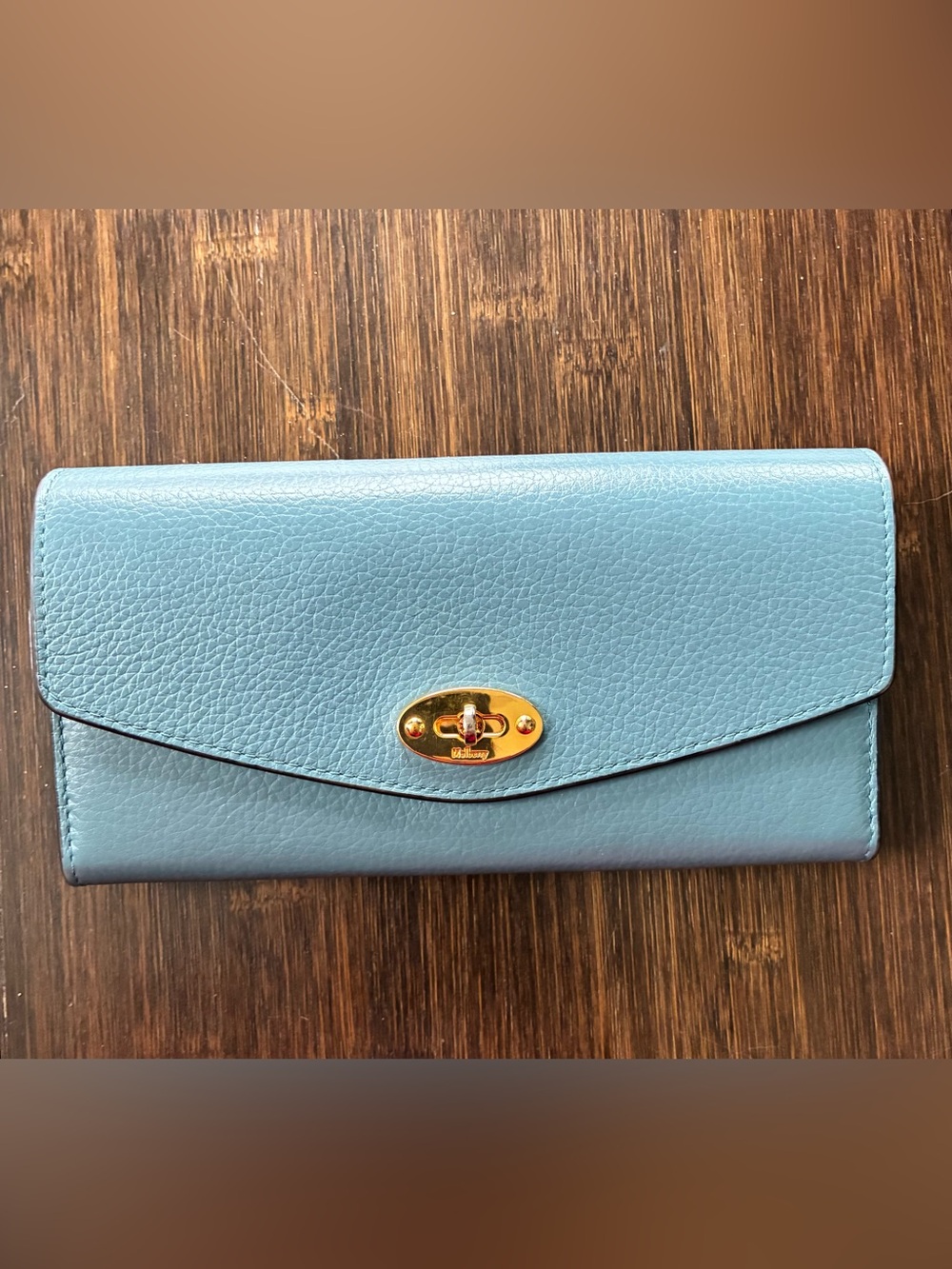 Mulberry Blue Leather Turnlock Continental Wallet Clutch